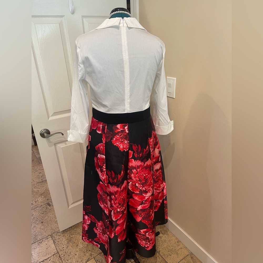 AlexaB Floral Black and Red Women's Dress 10 - Picture 10 of 16